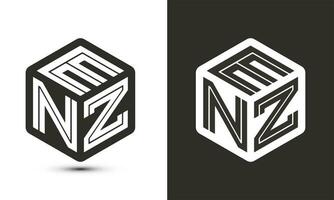enz Brief Logo Design mit Illustrator Würfel Logo, Vektor Logo modern Alphabet Schriftart Überlappung Stil.