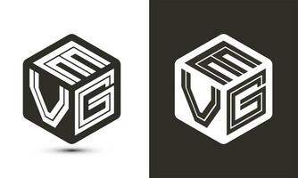 evg Brief Logo Design mit Illustrator Würfel Logo, Vektor Logo modern Alphabet Schriftart Überlappung Stil.