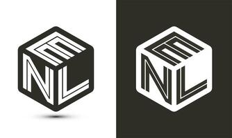 enl Brief Logo Design mit Illustrator Würfel Logo, Vektor Logo modern Alphabet Schriftart Überlappung Stil.