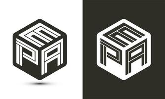 epa brev logotyp design med illustratör kub logotyp, vektor logotyp modern alfabet font överlappning stil.