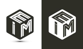 eim Brief Logo Design mit Illustrator Würfel Logo, Vektor Logo modern Alphabet Schriftart Überlappung Stil.