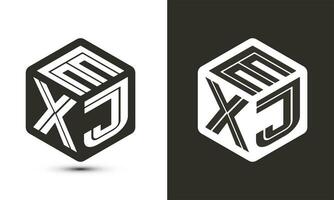 exj Brief Logo Design mit Illustrator Würfel Logo, Vektor Logo modern Alphabet Schriftart Überlappung Stil.