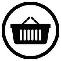 Einkaufen Tasche Supermarkt zum Hand Symbol. Plastik Korb zum Geschäft unterzeichnen. Vektor Illustration