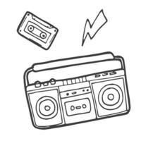 vektor stereo boombox radio årgång ritad för hand linjekonst illustration