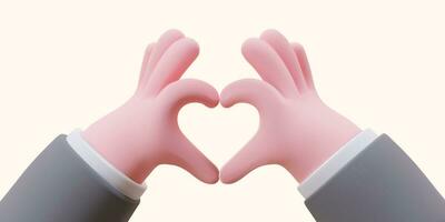 hjärta gest med två händer. 3d bild av deklaration av kärlek. icke verbal tecken av kärlek vektor
