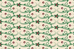 jul filigran virvla runt bär blad sömlös mönster, järnek löv modern jul mönster, vinter- vibrafon Semester grön utsmyckad jul vektor mönster, omslag papper Semester utskrift tyg