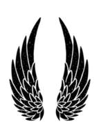 handgezeichnete Vogel- oder Engel-Grunge-strukturierte Flügelschläge. handgezeichnete Flügel-Silhouette für T-Shirt-Drucke, Tattoo-Design, Poster im Vintage-Stil.
