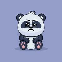 Emoticon von süß Panda Schielen und sieht aus verdächtig Vektor Karikatur Illustration