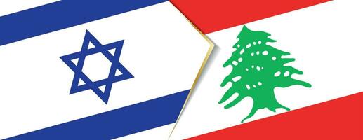 Israel und Libanon Flaggen, zwei Vektor Flaggen.