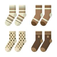 süß braun Socken Vektor Illustration einstellen Winter Mode Design Sammlung