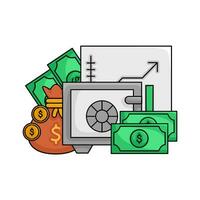 sicher Geld, Diagramm, Geld mit Geld Tasche Illustration vektor