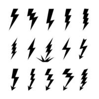 blixtnedslag vektor logotyp uppsättning. begreppet energi och el. flash -samling. kraft och elektriska symboler, hög hastighet, snabbhet och snabbt emblem.