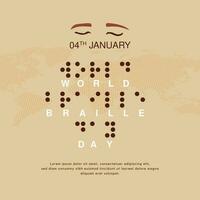 värld blindskrift dag 4:e januari med blindskrift alfabetisk systemet illustration på isolerat bakgrund vektor