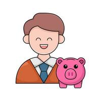 Investor mit Schweinchen Bank Illustration vektor