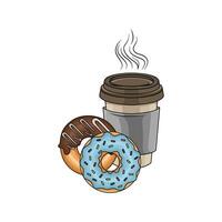 Süss Krapfen mit Tasse Kaffee trinken Illustration vektor