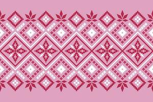 Rosa traditionell ethnisch Muster Paisley Blume Ikat Hintergrund abstrakt aztekisch afrikanisch indonesisch indisch nahtlos Muster zum Stoff drucken Stoff Kleid Teppich Vorhänge und Sarong vektor