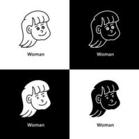 Frau Mädchen Gesicht Benutzerbild Logo Symbol vektor