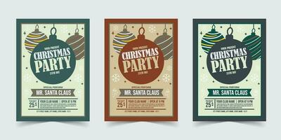 fröhlich Weihnachten Party Flyer Vorlage Poster Design, Urlaub Abdeckungen. Weihnachten Vorlagen mit Typografie und Mehrfarbig im modern minimalistisch Stil zum Netz, Sozial Medien und drucken Design vektor