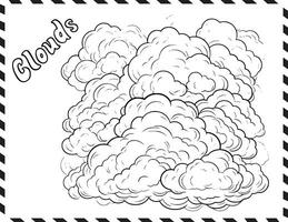 moln färg sida teckning för barn vektor