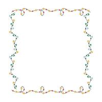 Weihnachten rahmen, Girlande mit Licht Glühbirnen. vektor