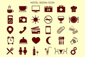 hotell rum ikon uppsättning vektor
