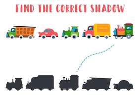 Finde den richtigen Schatten. Kinder lernen Spiel. vektor