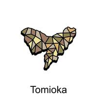 Karta stad av tomioka vektor illustration geometrisk polygon design, isolerat på vit bakgrund, illustration design mall