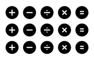 Zusatz, Subtraktion, Aufteilung, Multiplikation, und Gleichberechtigung Symbol Vektor im schwarz Kreis