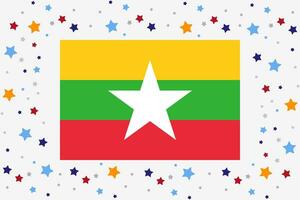 myanmar flagga oberoende dag firande med stjärnor vektor