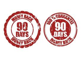 Geld zurück Garantie 90 Tage Gummi Briefmarke im Druck. Vektor neunzig Briefmarke Garantie Illustration