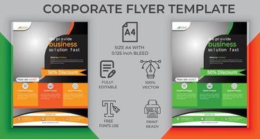 corporate business flyer mall design med orange och grön färg vektor