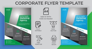 Corporate Business Flyer Vorlagendesign für Ihr Werbegeschäft mit auffälligem Design vektor