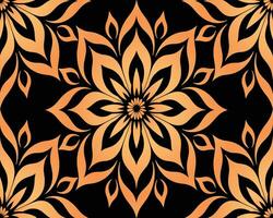 symmetrisch Orange und schwarz Blumen- geometrisch Muster vektor