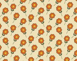 Orange Blumen auf Beige Hintergrund Muster vektor