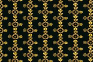 golden Chinesisch Münze und Blume Muster auf schwarz Hintergrund vektor