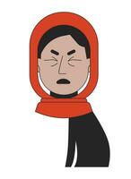 muslim hijab kvinna ryckte till i smärta 2d linjär vektor avatar illustration