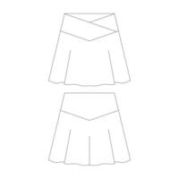 mall crossover tennis kjol vektor illustration platt design översikt Kläder samling