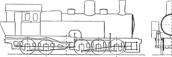 artikuliert Lokomotive, Hagans System, Jahrgang Gravur. vektor