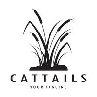 cattails eller flod vass gräs växt logotyp design, vatten- växter, träsk, vild gräs vektor