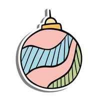 Vinka linje jul boll med gul, rosa, blå och grön färger. vektor illustration handla om vinter- Semester.