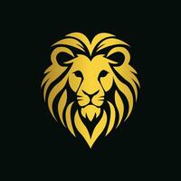 Löwe Kopf Vektor Logo Design isoliert auf schwarz Hintergrund