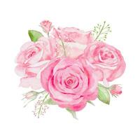 Aquarell Rosa Rose Blumen Strauß zum Valentinsgrüße Tag Karte oder staubig Rosa Hochzeit Strauß Vektor
