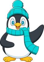 Karikatur Illustration von süß Pinguin mit Schal vektor
