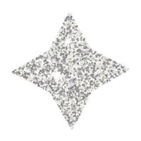 Silber funkeln vierzackig Star isoliert auf Weiß Hintergrund. Vektor metallisch dekorativ Element, Urlaub.