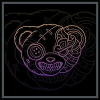 Gradient bunt Voodoo Bär Mandala Kunst isoliert auf schwarz Hintergrund vektor