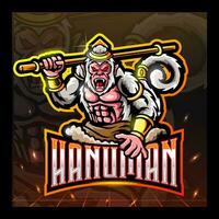 hanuman-maskottchen-esport-logo-design vektor