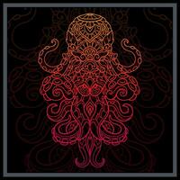 Gradient bunt Krake Tintenfisch Mandala Kunst isoliert auf schwarz Hintergrund vektor