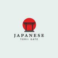 japanisch torii Tor Logo Jahrgang Vektor Illustration Konzept Vorlage Symbol Design