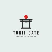 torii Tor Logo Jahrgang Vektor Illustration Konzept Vorlage Symbol Design