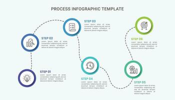 tidslinje bearbeta infographic mall för företag presentation med ikoner och 6 steg. vektor